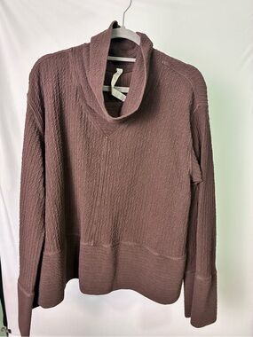 Lululemon Textured Cowl Neck Pullover Sweater Brown Mauve Women’s L/XL